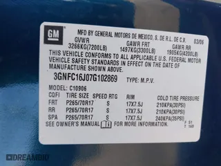 2007 Chevrolet Suburban LT with VIN 3GNFC16J07G102869, listed as a IAAI auction lot 41428031 with 1 mi miles. Bid and sale history available at carsss.com. Image 9.