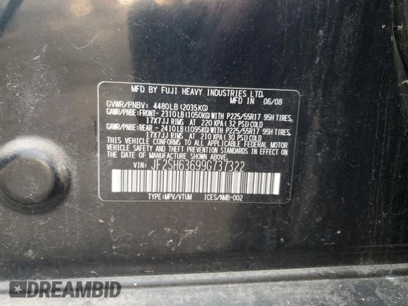 2009 Subaru Forester X with VIN JF2SH63699G737322, listed as a Copart auction lot 47655535 with 164,533 mi miles and Clean title. Bid and sale history available at DreamBid. Image 12.