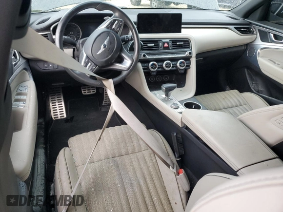 2022 Genesis G70 3.3T with VIN KMTG54TE1NU082076, listed as a Copart auction lot 74058634 with 0 mi miles and Non Repairable. Bid and sale history available at carsss.com. Image 8.