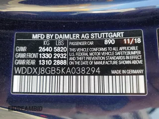 2019 Mercedes-Benz S-Class S 560 with VIN WDDXJ8GB5KA038294, listed as a Copart auction lot 41429593 with 29,243 mi miles. Bid and sale history available at carsss.com. Image 12.