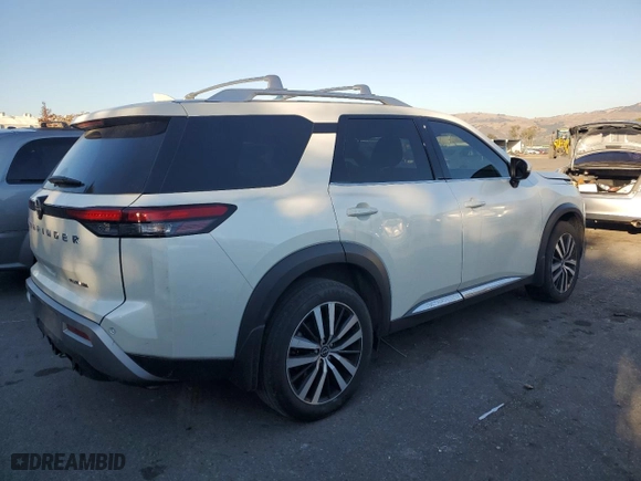 2023 Nissan Pathfinder Platinum with VIN 5N1DR3DHXPC271547, listed as a Copart auction lot 83401484 with 27,310 mi miles and Salvage Title. Bid and sale history available at carsss.com. Image 3.