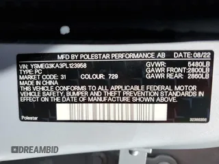 2023 Polestar 2 z VIN YSMEG3KA3PL123958, wystawiony jako Copart lot #57605315 z przebiegiem 69 951 mil mil oraz Tytuł czysty. Historia ofert i sprzedaży dostępna na DreamBid. Obrazek 13.