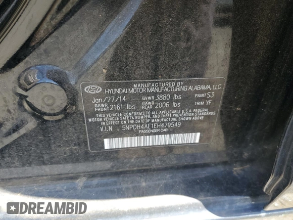 2014 Hyundai Elantra Limited z VIN 5NPDH4AE1EH479549, wystawiony jako Copart lot #60699185 z przebiegiem 175 788 mil mil oraz Czysty tytuł • Clean title. Historia ofert i sprzedaży dostępna na DreamBid. Obrazek 12.