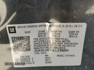 2020 GMC Terrain SLT with VIN 3GKALVEV5LL238869, listed as a Copart auction lot 74304654 with 91,198 mi miles and Salvage Title. Bid and sale history available at carsss.com. Image 13.