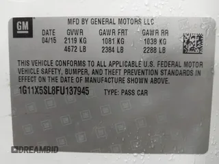 2015 Chevrolet Impala LS with VIN 1G11X5SL8FU137945, listed as a IAAI auction lot 42052327 with 65,327 mi miles and . Bid and sale history available at DreamBid. Image 9.