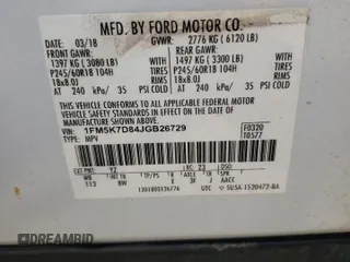 2018 Ford Explorer XLT with VIN 1FM5K7D84JGB26729, listed as a Copart auction lot 59362205 with 140,632 mi miles and Salvage title. Bid and sale history available at DreamBid. Image 13.