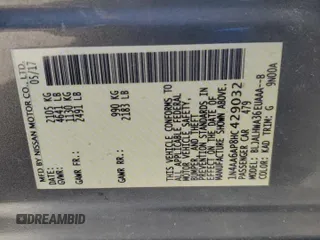 2017 Nissan Maxima SV with VIN 1N4AA6AP8HC429032, listed as a Copart auction lot 46341095 with 0 mi miles and Salvage Title. Bid and sale history available at carsss.com. Image 12.