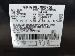 2017 Ford Explorer XLT with VIN 1FM5K8D81HGA56123, listed as a IAAI auction lot 42043249 with 78,415 mi miles and . Bid and sale history available at carsss.com. Image 9.