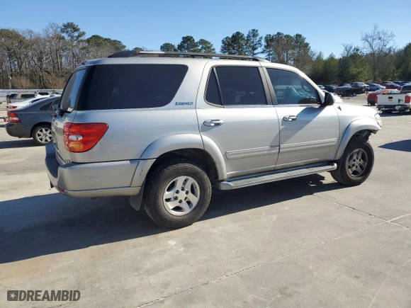 2002 Toyota Sequoia Limited with VIN 5TDZT38A42S087785, listed as a Copart auction lot 87659215 with 366,459 mi miles and Salvage Title. Bid and sale history available at carsss.com. Image 3.
