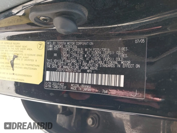 2005 Toyota Highlander z VIN JTEEP21A350133164, wystawiony jako IAAI lot #42293042 z przebiegiem 167 702 mil mil oraz . Historia ofert i sprzedaży dostępna na DreamBid. Obrazek 9.