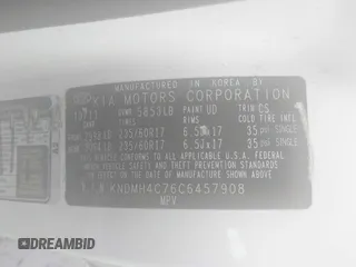 2012 Kia Sedona EX with VIN KNDMH4C76C6457908, listed as a IAAI auction lot 42179927 with 196,104 mi miles and . Bid and sale history available at DreamBid. Image 9.