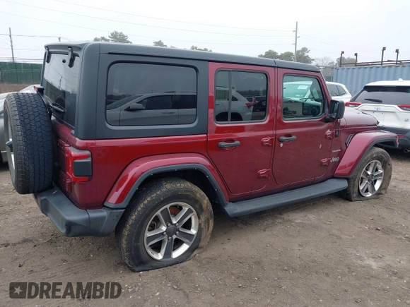 2021 Jeep Wrangler Unlimited Sahara z VIN 1C4HJXEG3MW720572, wystawiony jako IAAI lot #41899645 z przebiegiem 43 097 mil mil oraz . Historia ofert i sprzedaży dostępna na DreamBid. Obrazek 4.