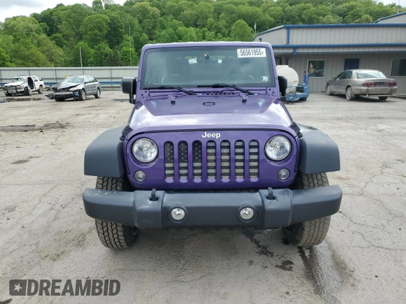 2018 Jeep Wrangler Unlimited Sport with VIN 1C4BJWDG9JL910410, listed as a Copart auction lot 56561955 with 57,450 mi miles and Salvage title. Bid and sale history available at DreamBid. Image 5.