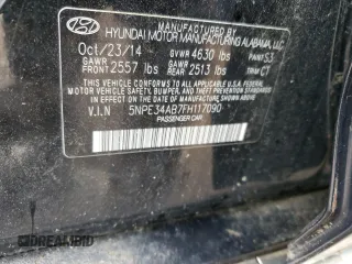 2015 Hyundai Sonata Sport with VIN 5NPE34AB7FH117090, listed as a Copart auction lot 55347845 with 131,090 mi miles and Clean Title. Bid and sale history available at carsss.com. Image 12.