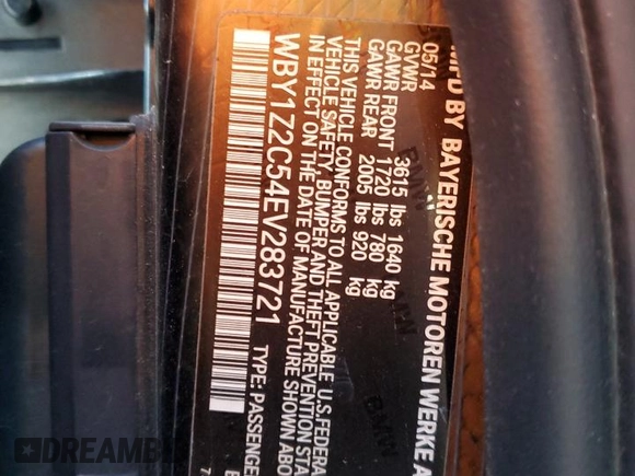 2014 BMW i3 z VIN WBY1Z2C54EV283721, wystawiony jako Copart lot #47937395 z przebiegiem 67 976 mil mil oraz Szkoda całkowita • Salvage title. Historia ofert i sprzedaży dostępna na DreamBid. Obrazek 13.