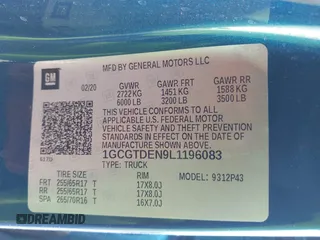 2020 Chevrolet Colorado 4WD Z71 with VIN 1GCGTDEN9L1196083, listed as a IAAI auction lot 41926213 with 44,467 mi miles and . Bid and sale history available at DreamBid. Image 9.