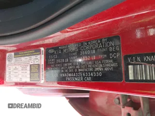2014 Kia Rio LX with VIN KNADM4A32E6334330, listed as a IAAI auction lot 42239542 with 134,314 mi miles and . Bid and sale history available at DreamBid. Image 9.