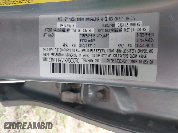 2019 Toyota Yaris L z VIN 3MYDLBYV1KY500070, wystawiony jako IAAI lot #41933128 z przebiegiem Nie podano mil oraz . Historia ofert i sprzedaży dostępna na DreamBid. Obrazek 9.