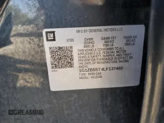 2020 Chevrolet Malibu LS with VIN 1G1ZB5ST4LF137460, listed as a Copart auction lot 54318475 with 62,590 mi miles and Non Repairable. Bid and sale history available at DreamBid. Image 12.