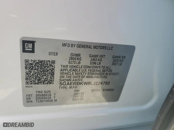 2020 Buick Enclave Essence with VIN 5GAERBKW8LJ124753, listed as a Copart auction lot 44083235 with NaN miles and Non Repairable. Bid and sale history available at carsss.com. Image 14.