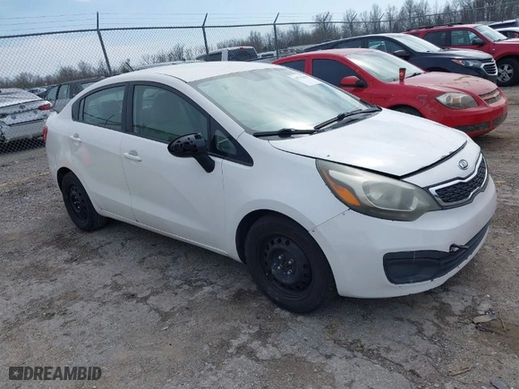 2012 Kia Rio LX with VIN KNADM4A38C6049757, listed as a IAAI auction lot 41715458 with 163,176 mi miles. Bid and sale history available at carsss.com. Image 1.