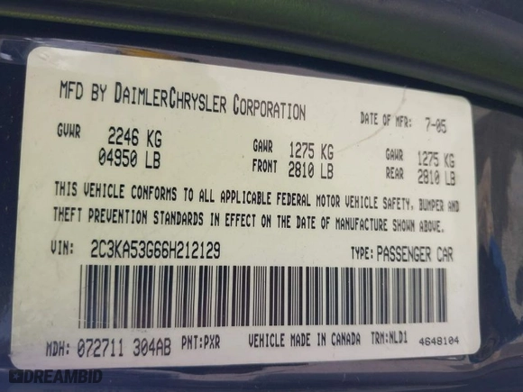 2006 Chrysler 300 Touring with VIN 2C3KA53G66H212129, listed as a IAAI auction lot 41868973 with 248,340 mi miles. Bid and sale history available at carsss.com. Image 9.