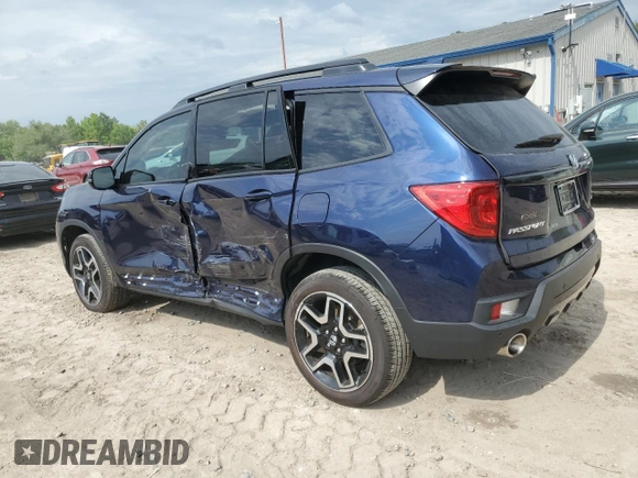 2023 Honda Passport Elite with VIN 5FNYF8H07PB036929, listed as a Copart auction lot 55981185 with 27,523 mi miles and Salvage title. Bid and sale history available at DreamBid. Image 2.