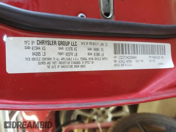 2013 Dodge Dart Limited with VIN 1C3CDFCA4DD268044, listed as a Copart auction lot 53029145 with 130,647 mi miles and Salvage Title. Bid and sale history available at carsss.com. Image 12.