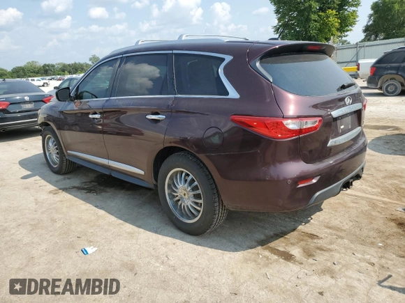 2013 Infiniti JX35 with VIN 5N1AL0MM0DC311047, listed as a Copart auction lot 65071224 with 187,856 mi miles and Salvage Title. Bid and sale history available at carsss.com. Image 2.