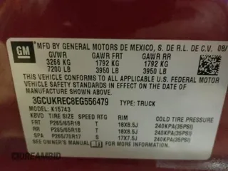 2014 Chevrolet Silverado 1500 LT with VIN 3GCUKREC8EG556479, listed as a Copart auction lot 56054615 with 118,524 mi miles and Salvage Title. Bid and sale history available at DreamBid. Image 12.