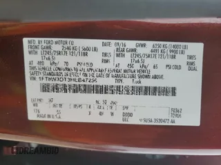 2017 Ford F-350 Lariat z VIN 1FT8W3DT3HEB47256, wystawiony jako Copart lot #44770575 z przebiegiem 140 572 mil mil oraz Szkoda całkowita • Salvage title. Historia ofert i sprzedaży dostępna na DreamBid. Obrazek 12.