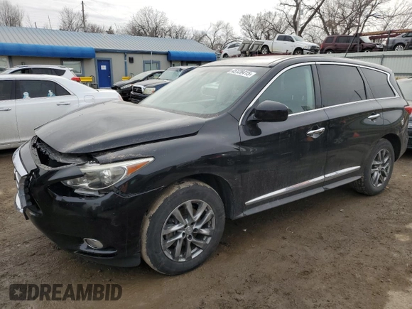 2013 Infiniti JX35 with VIN 5N1AL0MM0DC330861, listed as a Copart auction lot 45128415 with 146,219 mi miles and Salvage Title. Bid and sale history available at DreamBid. Image 1.