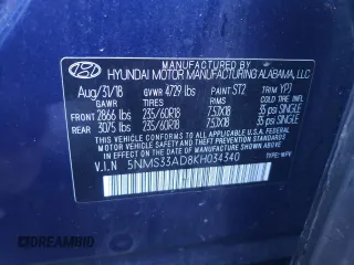 2019 Hyundai Santa Fe SEL Plus z VIN 5NMS33AD8KH034340, wystawiony jako Copart lot #81659584 z przebiegiem 68 368 mil mil oraz Szkoda całkowita • Salvage title. Historia ofert i sprzedaży dostępna na DreamBid. Obrazek 16.