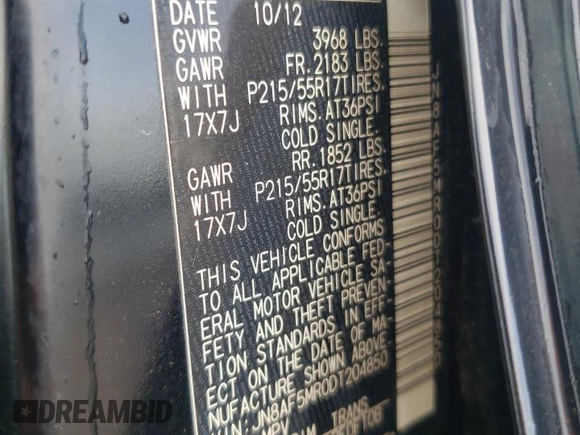 2013 Nissan Juke SV z VIN JN8AF5MR0DT204850, wystawiony jako Copart lot #53961575 z przebiegiem 85 519 mil mil oraz Szkoda całkowita • Salvage title. Historia ofert i sprzedaży dostępna na DreamBid. Obrazek 13.