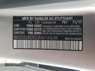 2018 Mercedes-Benz CLA with VIN WDDSJ4EB2JN616638, listed as a Copart auction lot 62434223 with 63,159 mi miles. Bid and sale history available at carsss.com. Image 15.