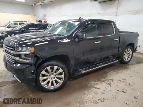 2019 Chevrolet Silverado 1500 High Country with VIN 1GCUYHED0KZ377463, listed as a Copart auction lot 83094554 with 162,921 mi miles and Salvage Title. Bid and sale history available at carsss.com. Image 1.