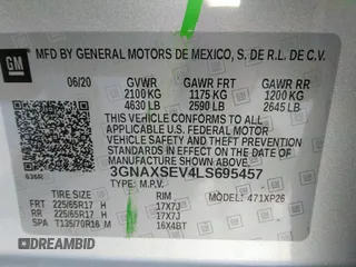 2020 Chevrolet Equinox LS z VIN 3GNAXSEV4LS695457, wystawiony jako IAAI lot #38508738 z przebiegiem 24 916 mil mil oraz . Historia ofert i sprzedaży dostępna na DreamBid. Obrazek 9.