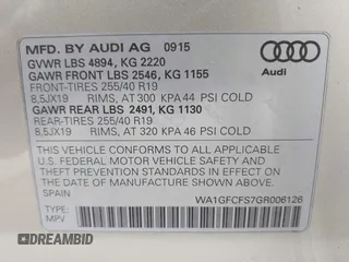 2016 Audi Q3 Prestige with VIN WA1GFCFS7GR006126, listed as a IAAI auction lot 42527473 with 72,018 mi miles and . Bid and sale history available at DreamBid. Image 9.