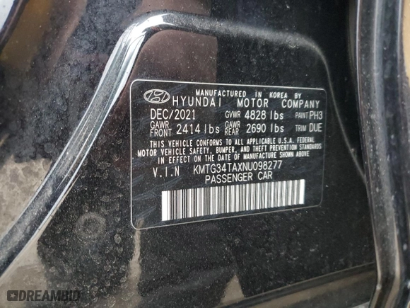 2022 Genesis G70 2.0T with VIN KMTG34TAXNU098277, listed as a Copart auction lot 87284444 with 36,025 mi miles and Salvage Title. Bid and sale history available at carsss.com. Image 13.