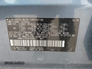 2008 Toyota RAV4 with VIN JTMBK33V086038882, listed as a IAAI auction lot 41945559 with 144,906 mi miles. Bid and sale history available at carsss.com. Image 9.