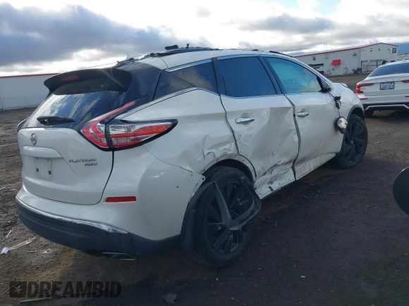 2017 Nissan Murano SL with VIN 5N1AZ2MH5HN204437, listed as a IAAI auction lot 41852350 with 82,545 mi miles and . Bid and sale history available at carsss.com. Image 4.