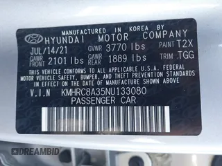 2022 Hyundai Venue SEL with VIN KMHRC8A35NU133080, listed as a IAAI auction lot 40300938 with 95,510 mi miles and . Bid and sale history available at DreamBid. Image 9.