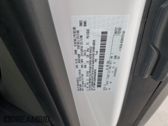 2024 Ford Transit Cargo with VIN 1FTBR1C82RKA03876, listed as a Copart auction lot 84399854 with 8,073 mi miles and Salvage Title. Bid and sale history available at DreamBid. Image 14.