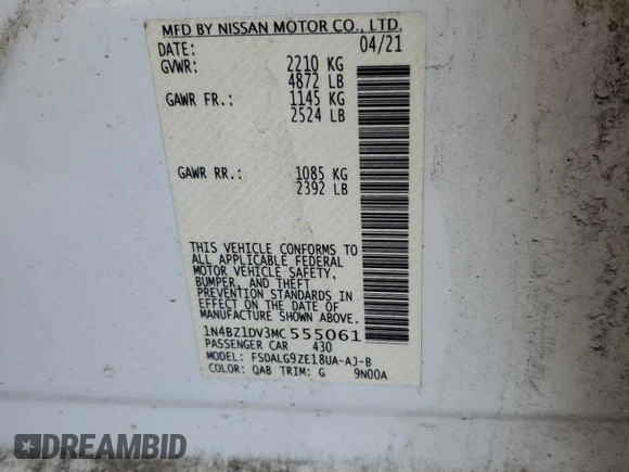 2021 Nissan LEAF SL Plus с VIN 1N4BZ1DV3MC555061, выставлен на аукционе Copart как лот 55882525 с пробегом 55 812 миль миль и Списание • Salvage title. История ставок и продаж доступна на DreamBid. Изображение 12.