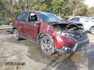2021 Honda Passport EX-L with VIN 5FNYF7H55MB015305, listed as a IAAI auction lot 41672601 with 74,788 mi miles. Bid and sale history available at carsss.com. Image 1.