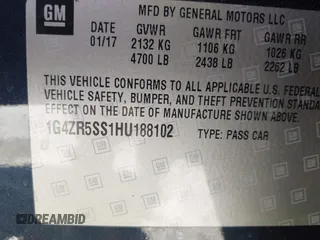 2017 Buick LaCrosse Premium with VIN 1G4ZR5SS1HU188102, listed as a IAAI auction lot 42047653 with 119,993 mi miles. Bid and sale history available at carsss.com. Image 9.