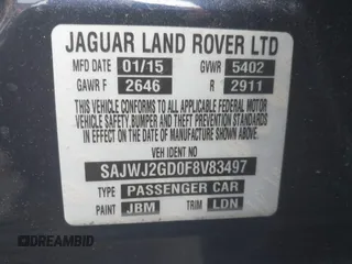 2015 Jaguar XJ Portfolio with VIN SAJWJ2GD0F8V83497, listed as a IAAI auction lot 41697285 with 52,311 mi miles and . Bid and sale history available at DreamBid. Image 9.