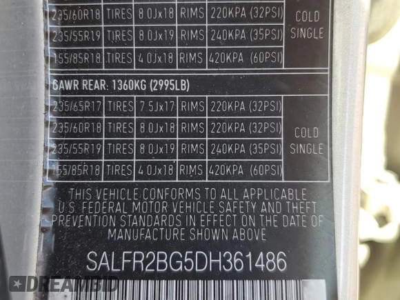 2013 Land Rover LR2 z VIN SALFR2BG5DH361486, wystawiony jako Copart lot #46500015 z przebiegiem 147 497 mil mil oraz Szkoda całkowita • Salvage title. Historia ofert i sprzedaży dostępna na DreamBid. Obrazek 13.