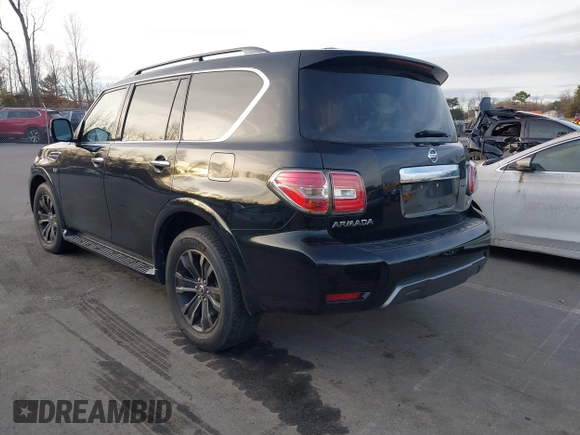 2019 Nissan Armada Platinum with VIN JN8AY2NE2K9759121, listed as a IAAI auction lot 41115008 with 89,991 mi miles. Bid and sale history available at carsss.com. Image 3.