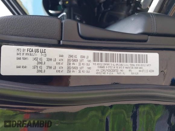 2019 Jeep Grand Cherokee Altitude with VIN 1C4RJFAG5KC830722, listed as a IAAI auction lot 42302581 with Not provided miles and . Bid and sale history available at DreamBid. Image 9.